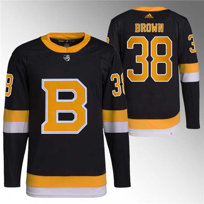 Mens Boston Bruins #38 Patrick Brown Black Home Breakaway Stitched Jersey->boston bruins->NHL Jersey